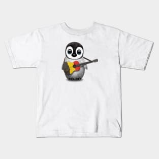 Baby Penguin Playing Belgian Flag Guitar Kids T-Shirt